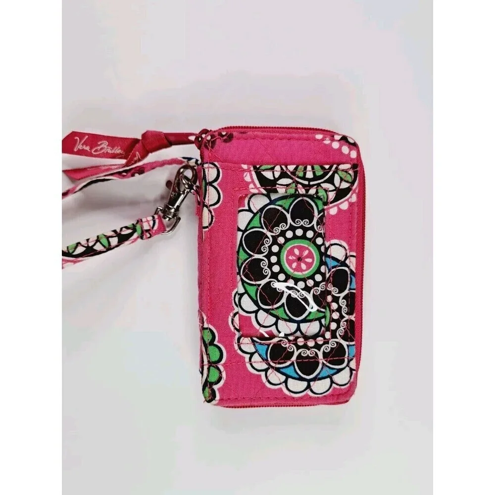 Vera Bradley Carry All Wristlet In Paisley Pattern Wallet Coin Purse Pink - Picture 2 of 5